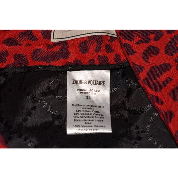 ZADIG & VOLTAIRE $298 Prune Leopard Print Skinny Pant Red IT 34 / US XS - Picture 6 of 6